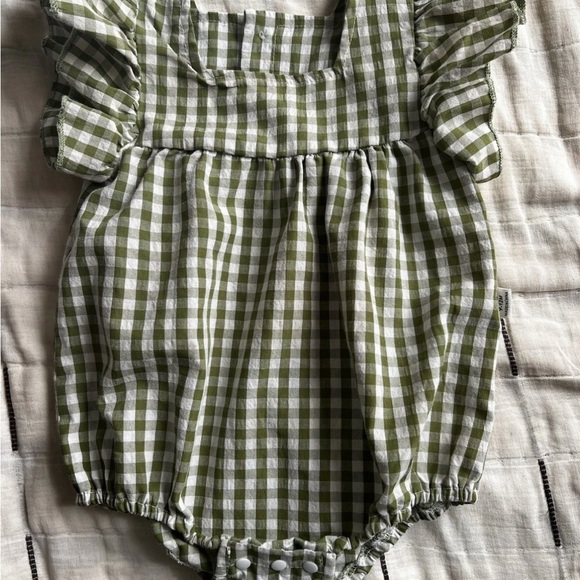 SHEIN Other - Baby Green and White Gingham Romper